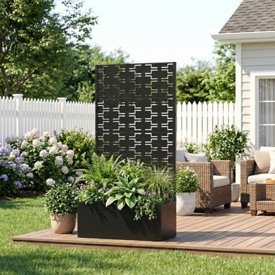 Metal Planter Box with Trellis with Wheels