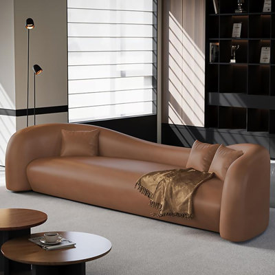 94.49"Modern visual brown leather sofa
