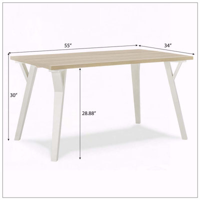 Table de salle à manger rectangulaire contemporaine - blanc et bois naturel deux tons