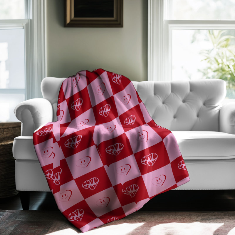 Cœur rétro - couverture Sherpa de qualité supérieure 1 pièce, L 50 po x L 60 po