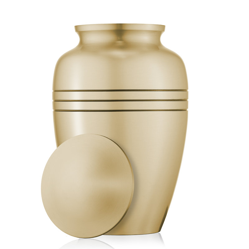 Decorative Memorial Urn - Striped, Gold