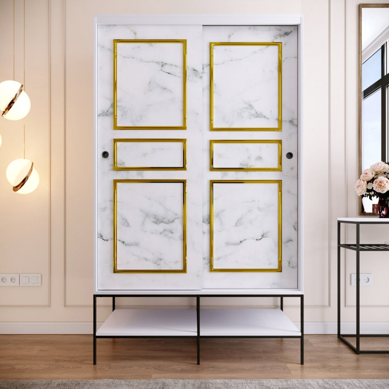 Calidia 2 Door Manufactured Wood Wardrobe, 200cm H x 120cm W x 57cm D