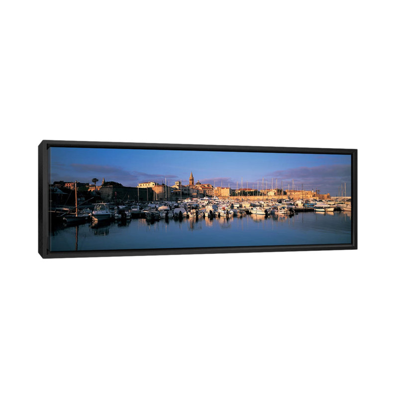 «Panoramic Alghero Sardinia Italy», reproduction de photo sur toile, H 12 po x l 36 po x P 1,5 po, Black Framed