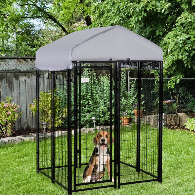 Parc pour chien avec porte verrouillable L 48 po x l 72 po avec porte verrouillable, structure en acier pour petits chiens de taille moyenne, enclos, moyen
