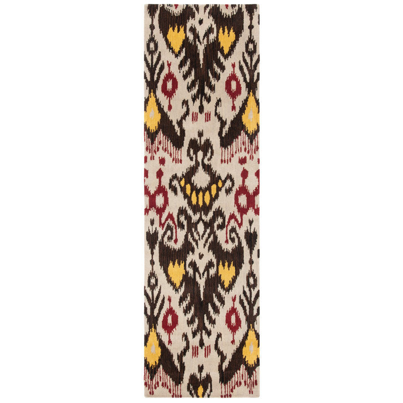 Kline Ikat Hand Tufted Wool Ikat Rug, Runner 2'3" x 12'