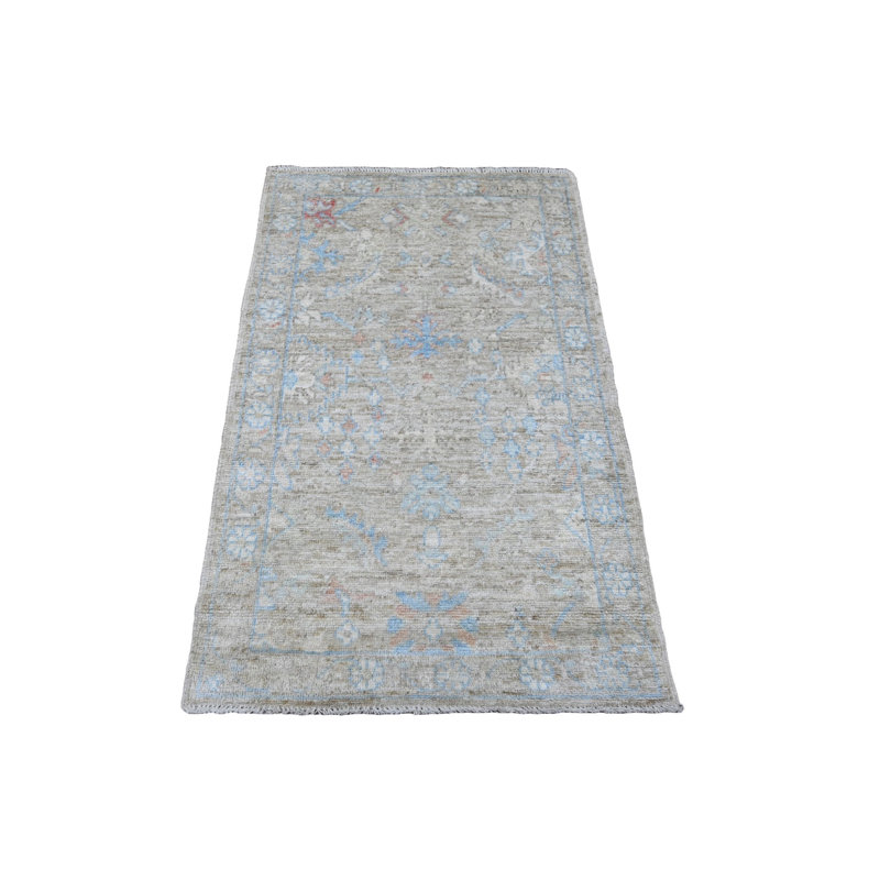 3'x5' Brown Afghan Angora Oushak Leaf Design 100% Wool Hand Knotted Rug 9A05FF2BB0C84A0799FDA124AF893A52