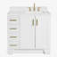 Meuble-lavabo simple en bois massif 36 po Frawley en blanc avec plateau en quartz blanc Carrara 1,5 po, évier gauche décalé, rectangle-208860171-208860059-208860175