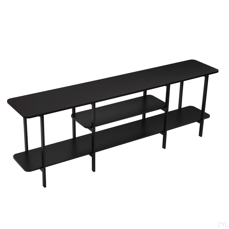 71" Console Table With Shelf, Black