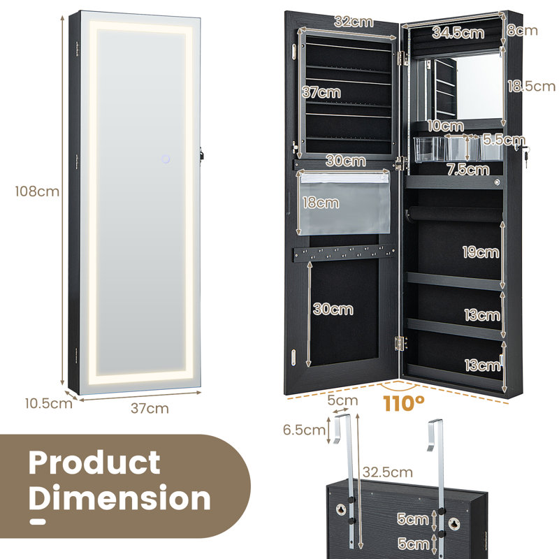 Deianna Jewelry Armoire, Black