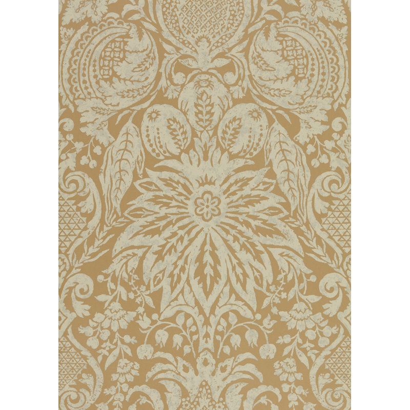 Mitford Damask Wallpaper, Antique Gold