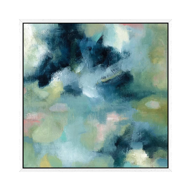 Water Garden 1 Piece Painting on Canvas, 45.72 cm H x 45.72 cm W, White Framed Canvas