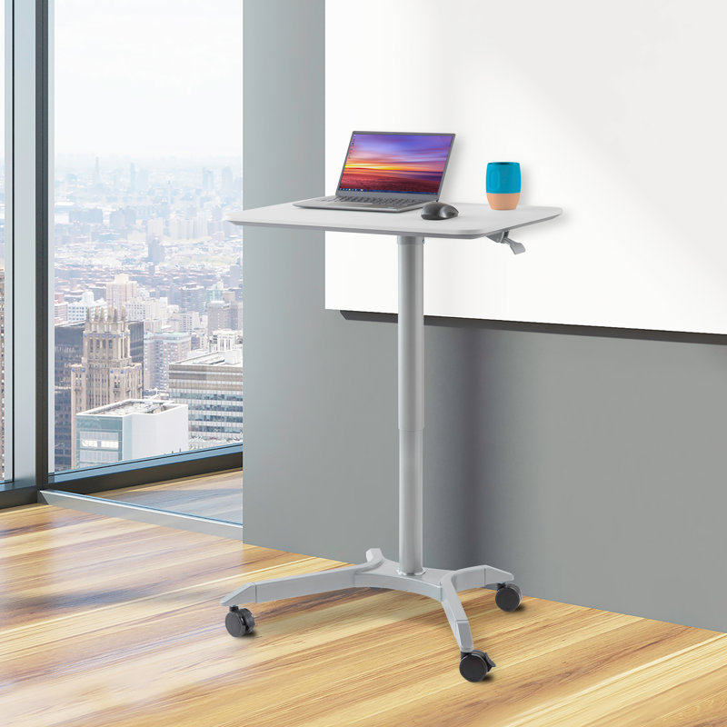 Airlift Adjustable Metal Base Standing Desk, White