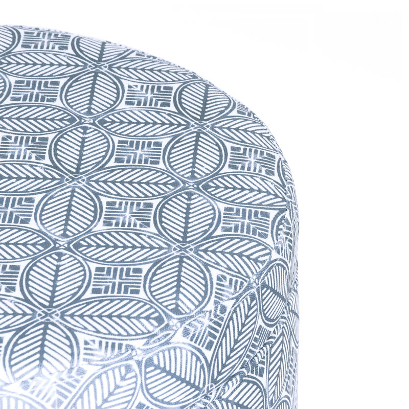 Ashlley Upholstered Storage Ottoman, Indigo Print