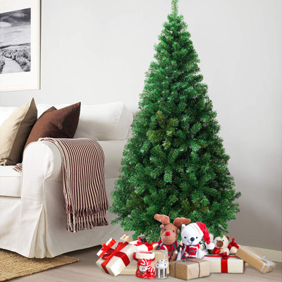 Arbre de Noël artificiel à charnière en PVC avec support en métal, vert