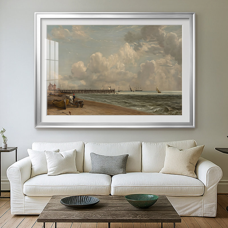 Chain Pier, Brighton-John Constable, reproduction encadrée avec passe-partout et verre - 1827, 30 x 5 x 42,5, Argent