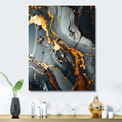 Gris et or abstrait marbre granit II - impression abstraite d'art mural en métal