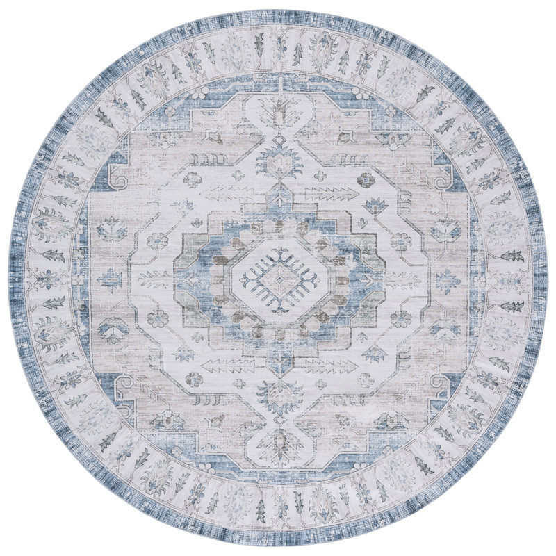 Tyaria Machine Washable Performance Oriental Rug, Round 6'