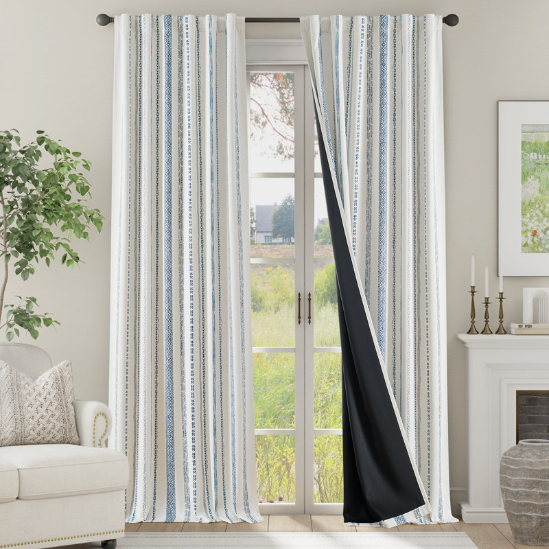 Rideaux à œillets avec œillets, L 52 po x L 96 po, Bleu