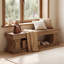 Upholstered Bench with Shelves