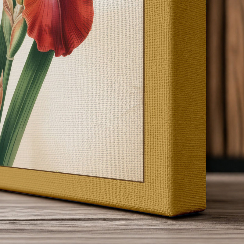 Three Iris Studies Botanical 1 Piece Wrapped Canvas Wall Art, 24x16 - 61.0 x 40.6 cm, Ochre Border