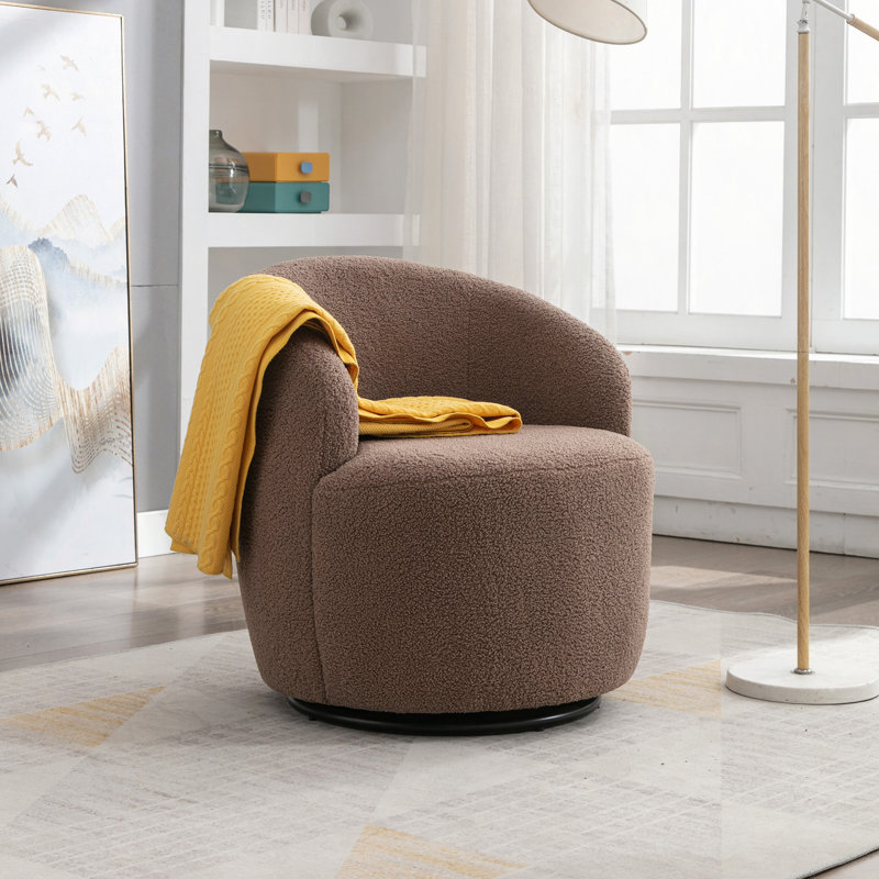 Fauteuil demi-tonneau avec fauteuil Teddy, Coffee Fabric