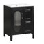 Meuble-lavabo de 24 po avec lavabo, bois massif et construction, noir, deux tiroirs, porte, tablette réglable, conception autoportante en verre céramique, style moderne, grand rangement en caoutchouc noir de 24 po, armoire