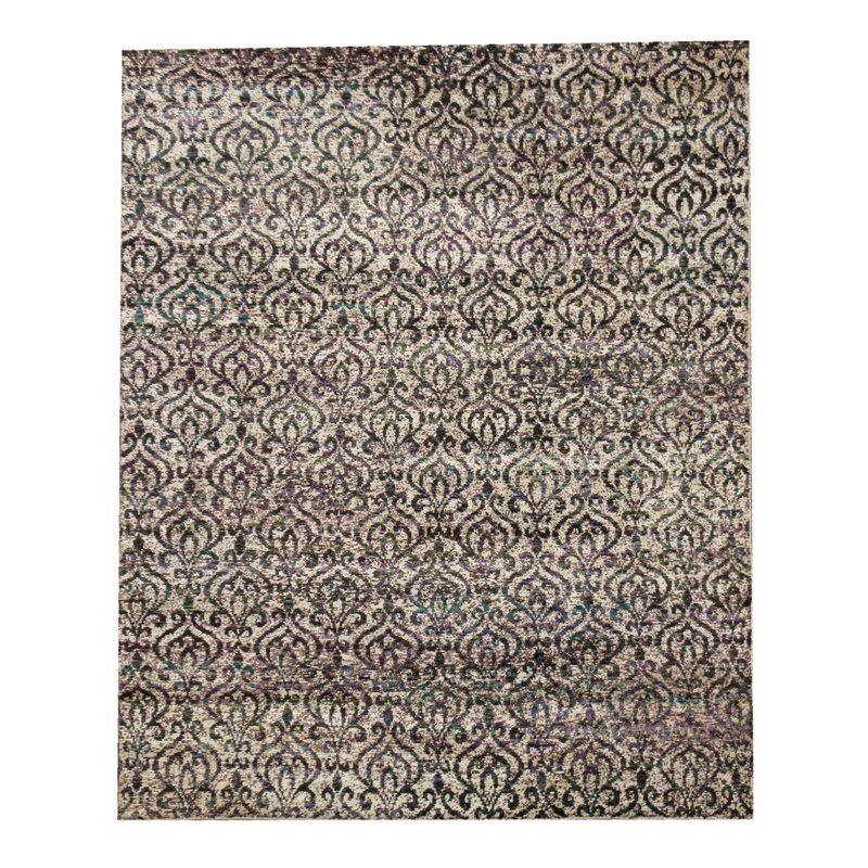 8X10 Modern Hand-Knotted Silk Area Rug, Rectangle 9' x 11'10"