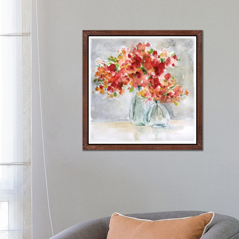 Arrangement by Carol Robinson - Painting, 66.04 cm H x 66.04 cm W, Brown Floater Framed