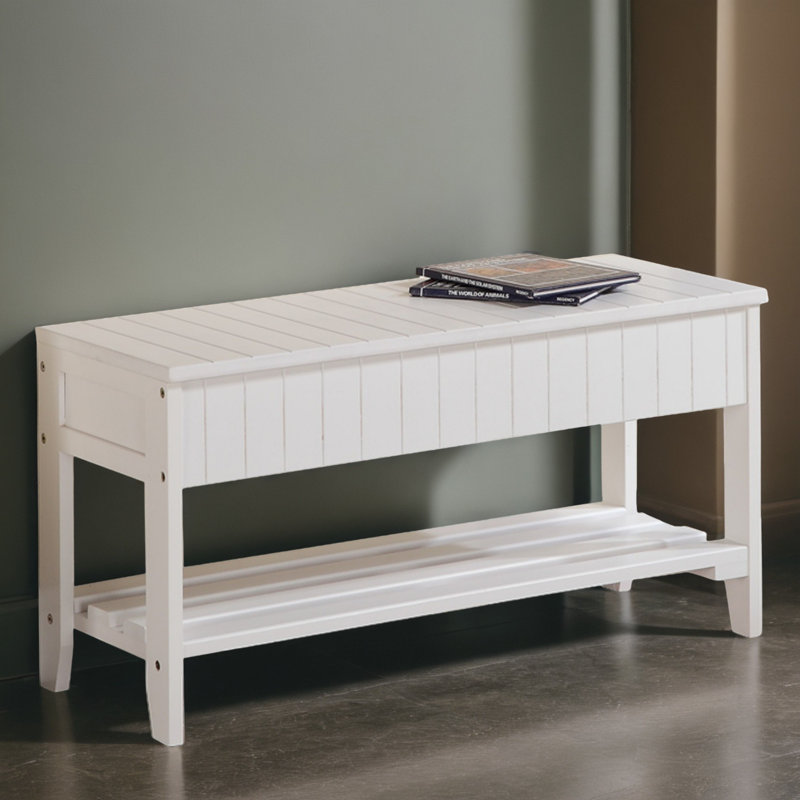 36" Shoe Storage Bench, Entryway Storage with Storage, White