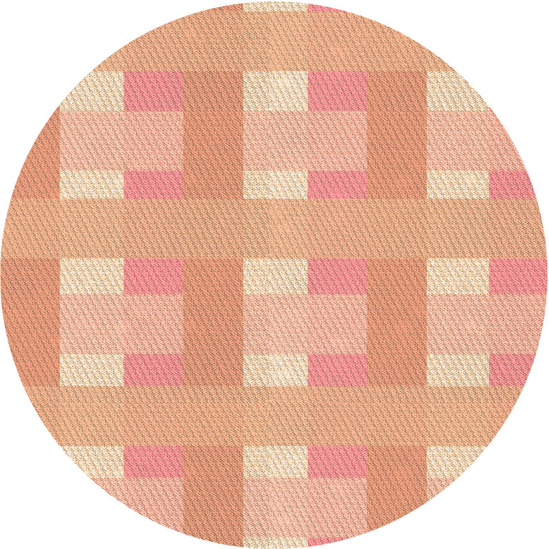 Tapis géométrique en laine orange, Rond 3 pi