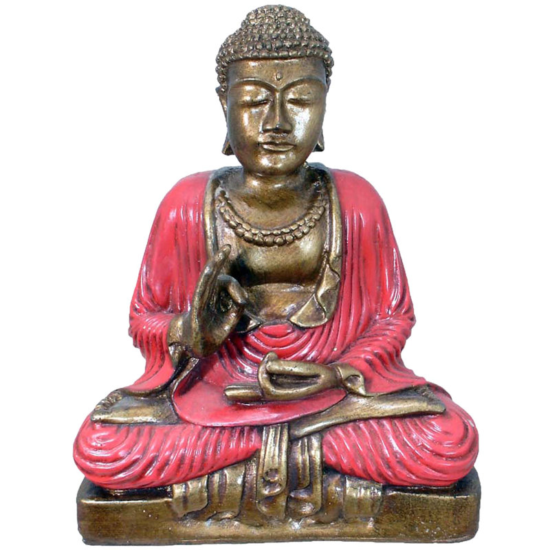 Figurine bouddha bénédiction Ylvi, Rouge