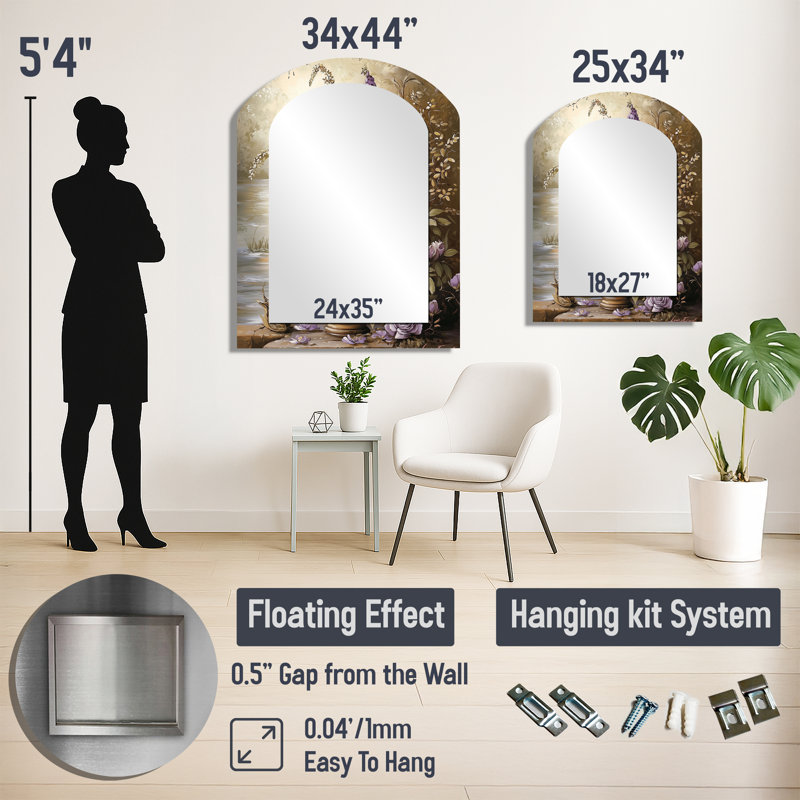 Miroir mural arqué Modern, 34" x 25"