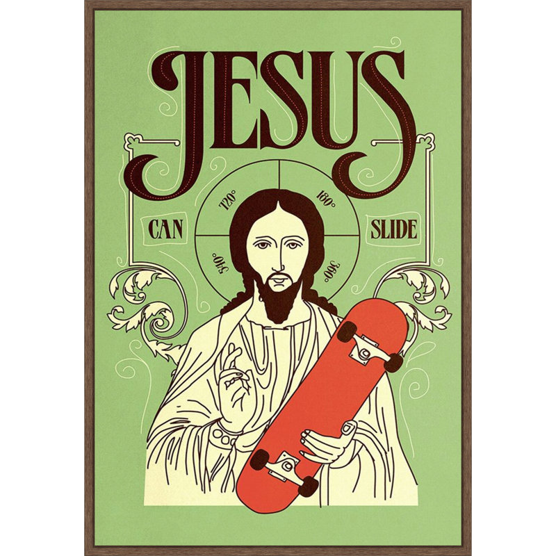 «Jesus Can Slide» par Robert Farkas, reproduction d'art sur toile encadrée, 23 x 33