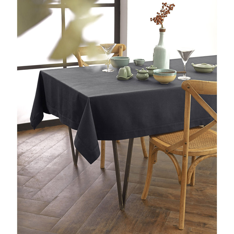 Dru Cotton Linen Plain Tablecloth, 104" x 60", Grey