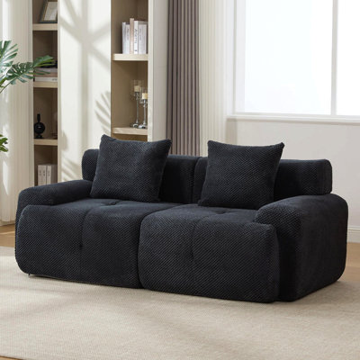 Loveseat Modular Sectional Sofa For Living Room, Comfy Tufted Cloud Floor Couch With 2 Pillows, Boneless Conversion Sofa For Small Spaces