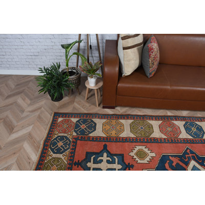 Grand tapis turc en laine antique rose pour le décor rétro du salon