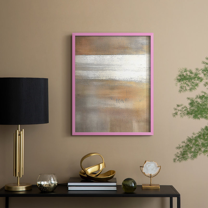 Abstrait, encadré, prêt à accrocher , Rose, H 10 po x l 8 po