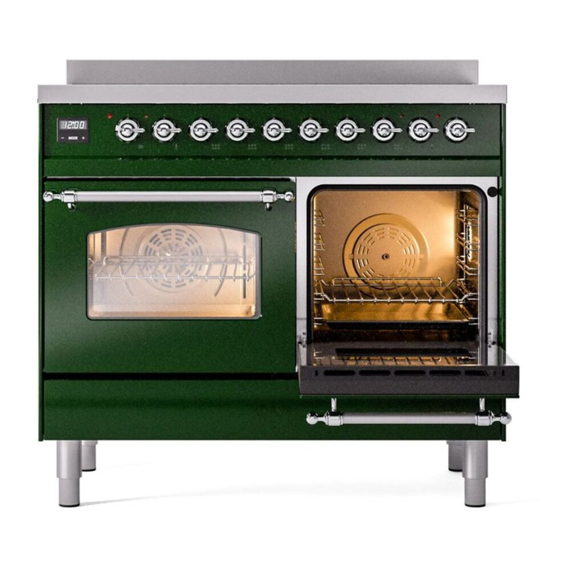ILVE Nostalgie II 40 in Induction Range, Emerald Green/Chrome