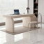 Bureau rectangulaire blanc et beige en bois manufacturé avec 4 tiroirs-7746177