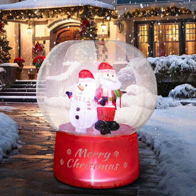 Décorations de Noël pour l'extérieur de la cour gonflable de Noël: globe de neige gonflable à DEL 4 pi avec neige tourbillonnante pour la décoration de jardin de jardin des Fêtes