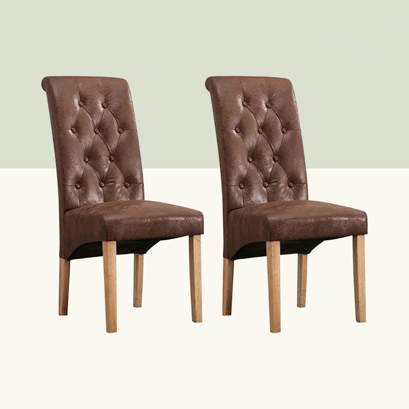 Anya 46.5cm H Tufted Upholstered Side Chair, Brown, 2