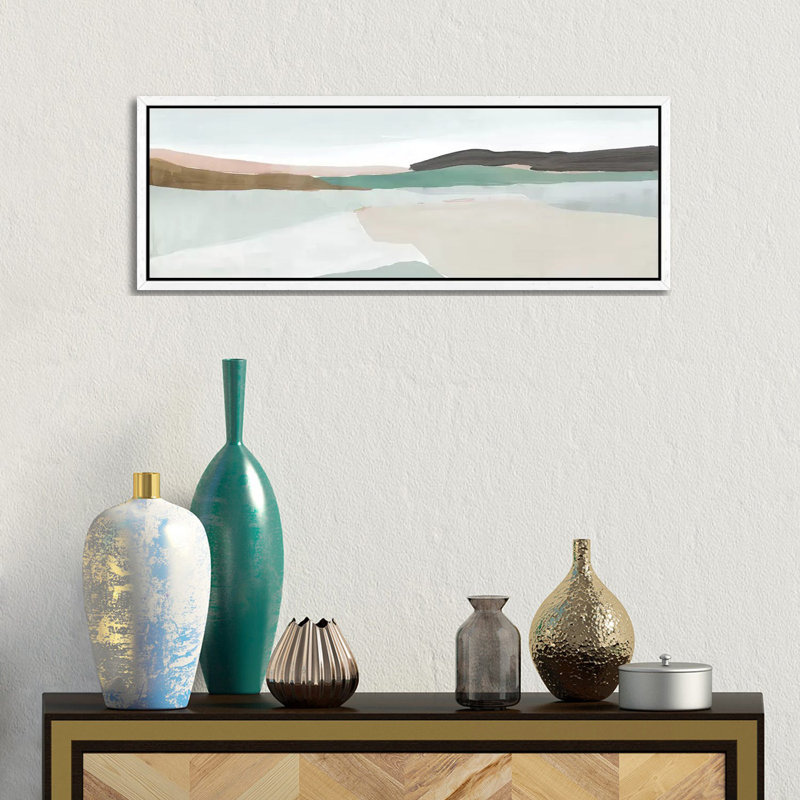 Sole Of The Land I by Isabelle Z - Panoramic Painting on Canvas, 30.48 cm H x 91.44 cm W, White Framed