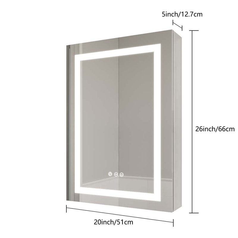 Miroir pour pharmacie encastré l 20,17 po x H 26,17 po, Gauche