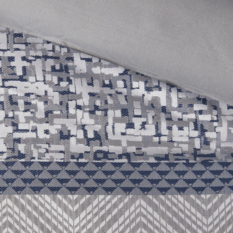 Luxurious Navy Jacquard Bedding Sets, Polyester Comfort With Chic Style
