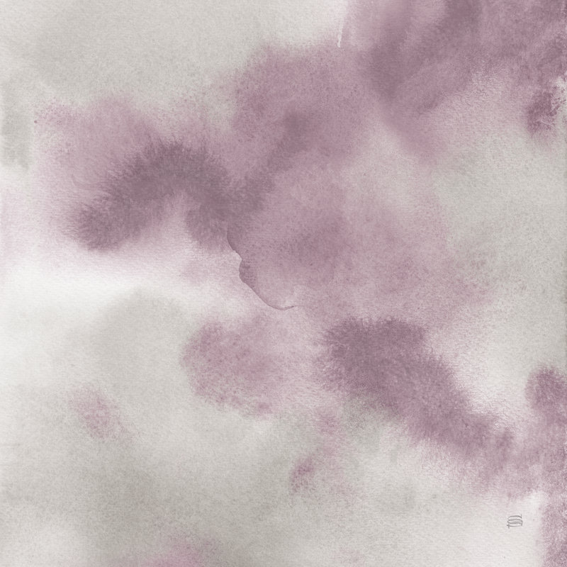 Mauve Indigo Flow I par - on, H 12 po x l 12 po, Cadre simple noir, Oui