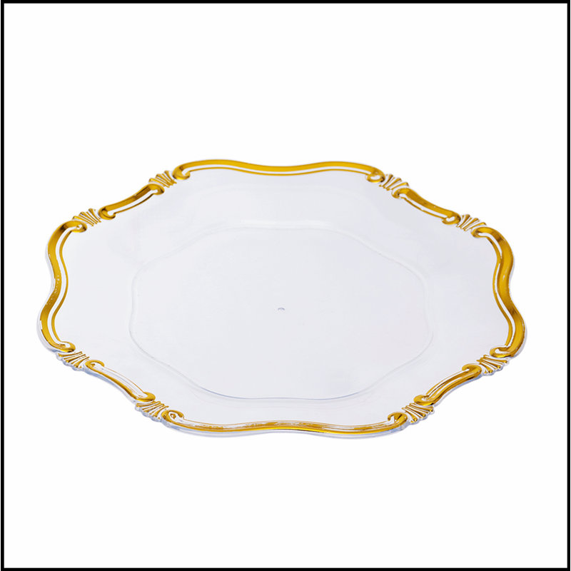 Paquet de 8 assiettes de présentation en plastique, P 13 po, Doré