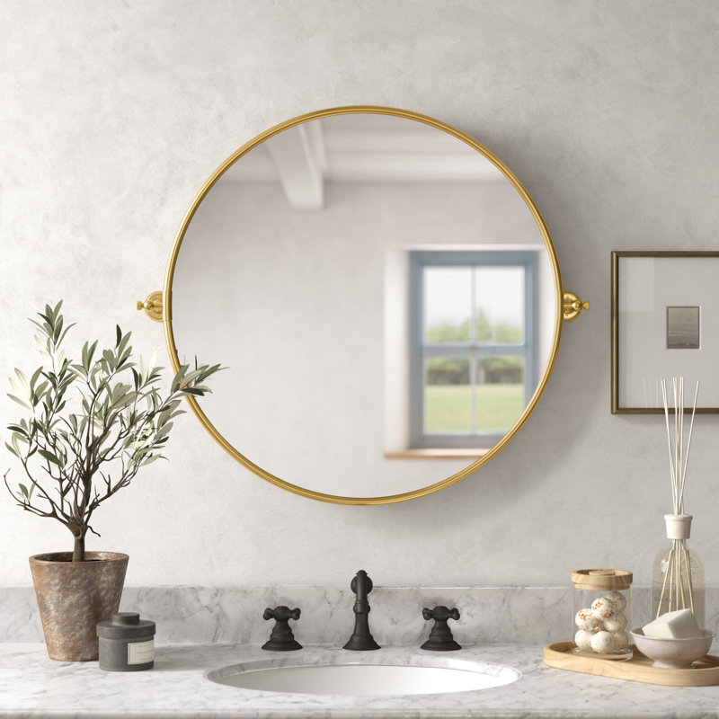 Dara Metal Mirror, 32" H x 35" W x 4" D, Brass