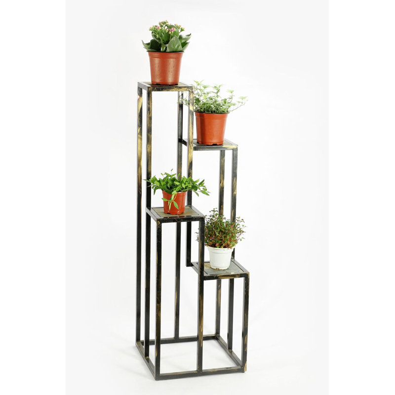 Support pour plante en fonte à 4 niveaux, Pierre grise