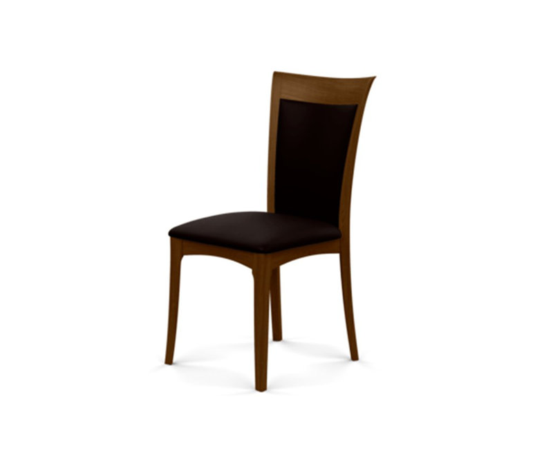 Morgan 19.25'' H Genuine Leather Upholstered Side Chair, Natural Walnut, Ebony
