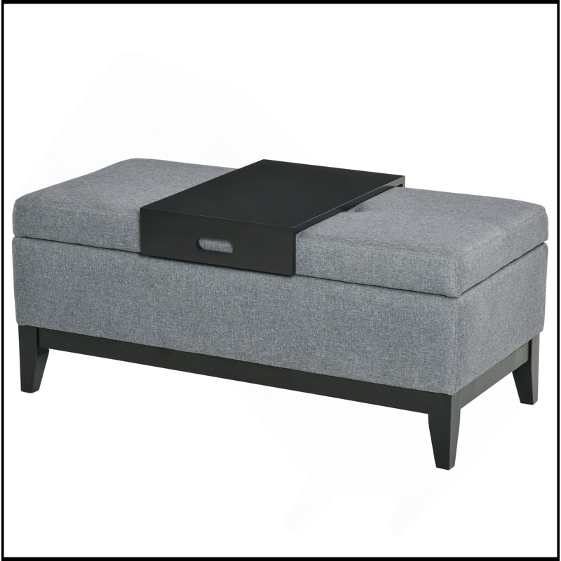 Versatile Rectangular Ottoman Bench With Removable Tray And Spacious Storage